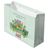 ラッキー・デイレトロタイポグラフィ誕生日 ラージペーパーバッグ (正面アングル)