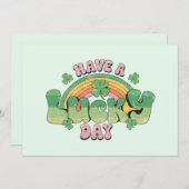 ラッキー・デイレトロタイポグラフィ サンキューカード (正面/裏面)