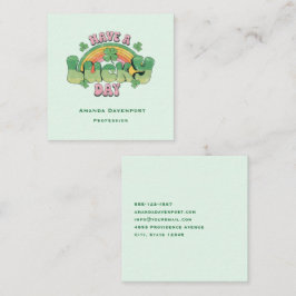 ラッキー・デイレトロタイポグラフィ スクエア名刺