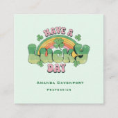 ラッキー・デイレトロタイポグラフィ スクエア名刺 (正面)