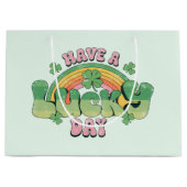 ラッキー・デイレトロタイポグラフィ ラージペーパーバッグ (正面)