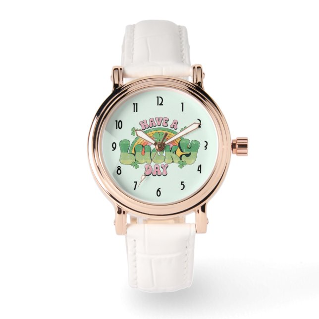 ラッキー・デイレトロタイポグラフィ 腕時計 (正面)