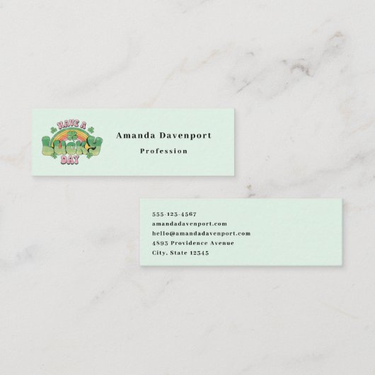 ラッキー・デイレトロ聖パトリックの日を過ごす スキニー名刺 (正面/裏面)