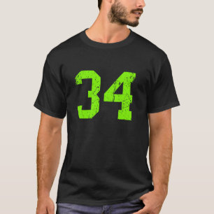 ラッキー ナンバー #34 緑 ヴィンテージ スポーツ プレーヤー ファン J Tシャツ