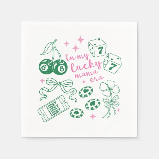 ラッキー・ママの時代に St Patricks Day スタンダードカクテルナプキン (正面)