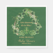 ラッキー リトル シャムロック グリーン ゴールド リーフ ベイビー シャワー スタンダードランチョンナプキン (正面)