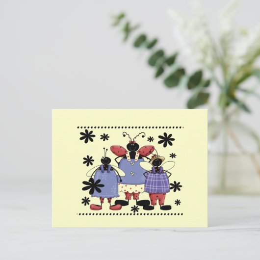 ラッキー・レディバグ・フレンズTシャツとギフト ポストカード (スタンド正面)