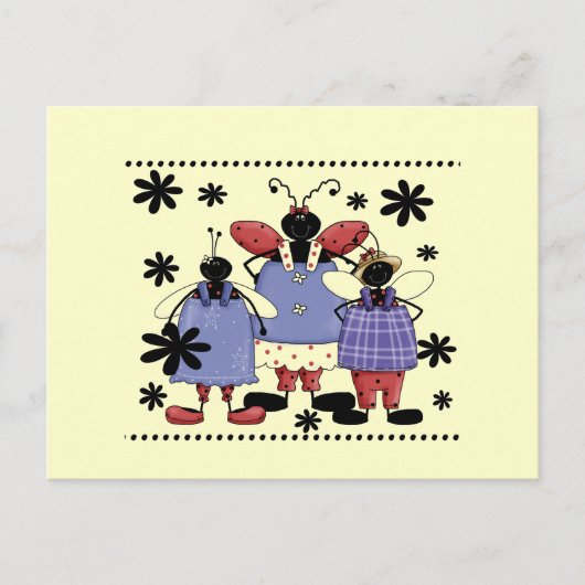 ラッキー・レディバグ・フレンズTシャツとギフト ポストカード (正面)