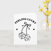 ラッキー レトロ ダイス バレンタイン かわいい ハート リブ カード (黄色い花)