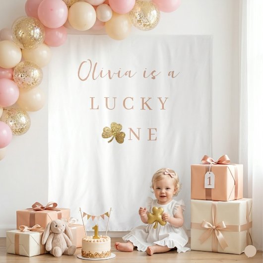 ラッキー・ワン・ガール 1歳の誕生日 写真背景 タペストリー
