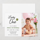 ラッキー・ワン・キッズ 1歳の誕生日 招待状 (正面/裏面)
