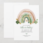 ラッキー・ワン！セントパトリックデー　ファーストバースデー　レインボー 招待状 (正面/裏面)
