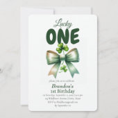 ラッキー・ワン セントパトリックデー 1歳の誕生日 招待状 (正面)