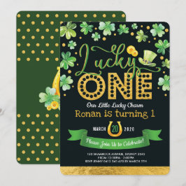 ラッキー·ワン·セント·パトリックの日シャムロック1歳誕生日 招待状