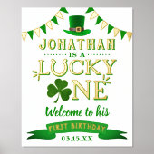 ラッキー・ワン セント・パトリック・デー 1歳の誕生日 おめでとう 箔ポスター (正面)