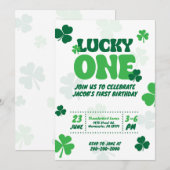 ラッキー・ワン - 1歳の誕生日パーティー招待状 招待状 (正面/裏面)