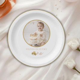 ラッキー・ワン 1歳の誕生日記念フォトプレート 女の子 ペーパープレート