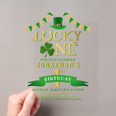 ラッキー・ワン 1歳の誕生日 アクリル招待状 (インサイチュ (ポータブル))