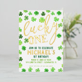 ラッキー・ワン | St. Patrick's Day 1st Birthday Invitat 箔招待状 (立ち正面)