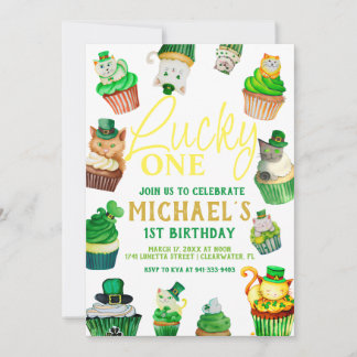 ラッキー・ワン | St. Patrick's Day Cupcake 1st Birday 招待状