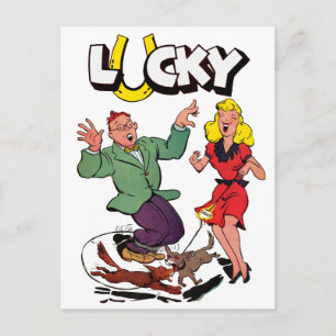 ラッキー – ヴィンテージ漫画ブックカバー ポストカード