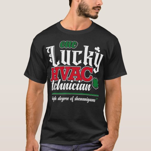 ラッキーHVAC技術者AC修理おもしろい士のユーモア× 1 Tシャツ (正面)