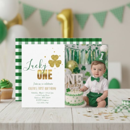 ラッキーONE セントパトリックデー 1歳の誕生日フォト 招待状