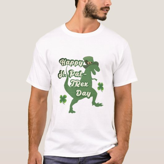 ラッキーTレックスst patricksシャツ – おもしろい恐竜Tシャツ Tシャツ (正面)
