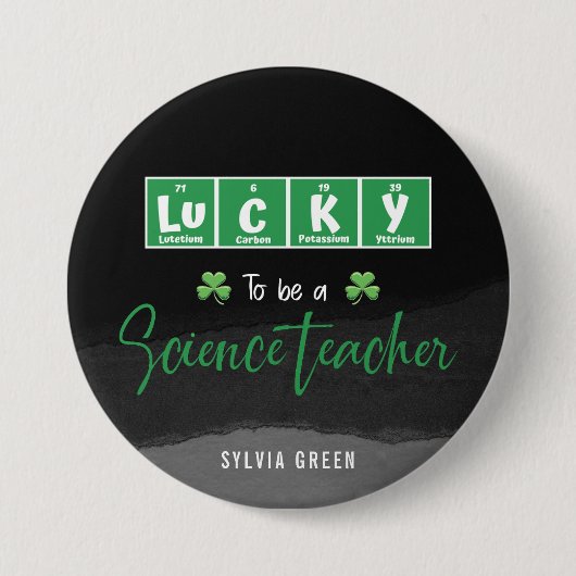 ラッキーTo Be a Science先生-カスタムSt. Patrick 缶バッジ (正面)