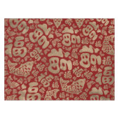 ラッキ中国のーシンボルとコイ魚-赤と金ゴールド テーブルクロス (正面(横))