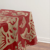 ラッキ中国のーシンボルとコイ魚-赤と金ゴールド テーブルクロス (インサイチュ)