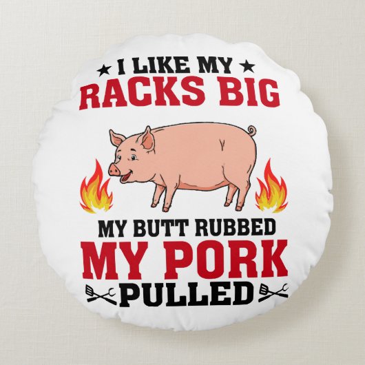 ラックが大きいのが好き BBQ 豚尻 引用 ラウンドクッション (正面)