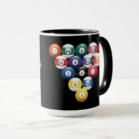 ラックされたビリヤードボール マグカップ (正面右)