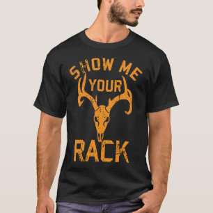 ラックの鹿角狩おもしろいりを見せて Tシャツ