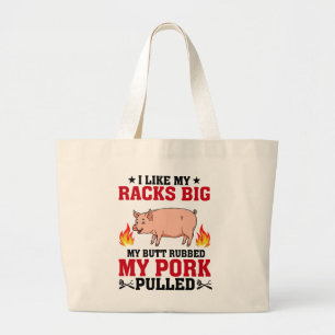 ラックは大きくておいしいBBQ、豚のお尻を引用 ラージトートバッグ
