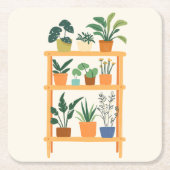 ラックカラフルに鉢植え スクエアペーパーコースター (正面)
