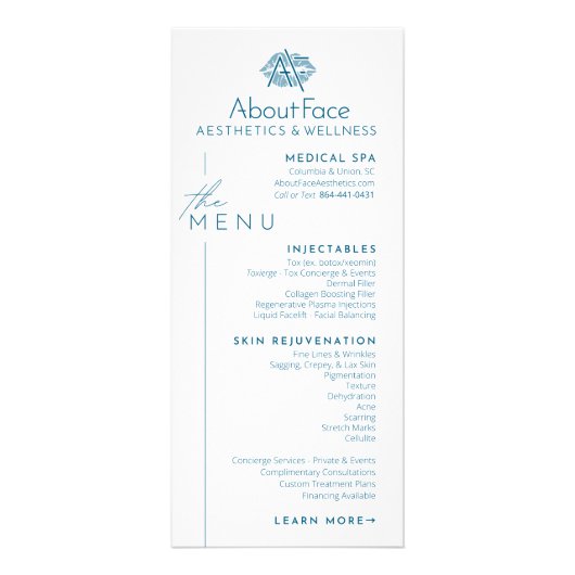 ラックカードサービスメニュー ラックカード (正面)