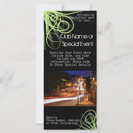 ラックカード印刷、ナイトクラブまたはパーティーテーマ (正面)