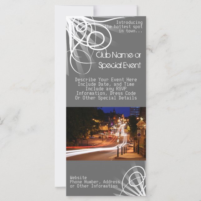 ラックカード印刷、ナイトクラブ/パーティーテーマ (正面)