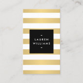 ラックスはっきりしたフェイク金ゴールドと白ストライプ色 名刺 (正面)