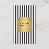 ラックスはっきりしたブラックとホワイトのストライプ金ゴールドボックス 名刺 (正面)