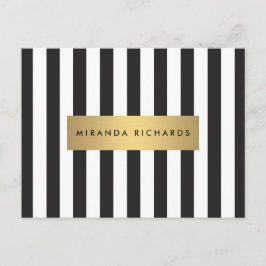 ラックスはっきりしたブラックとホワイトストライプ金ゴールドバー ポストカード