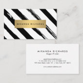ラックスはっきりした斜絵を描線ストライプ金ゴールドバー 名刺 (正面/裏面)