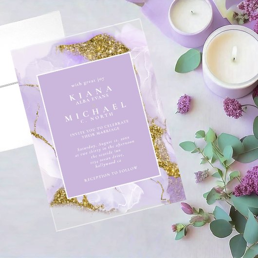 ラックスインクラベンダー抽象芸術ID990 アクリル招待状