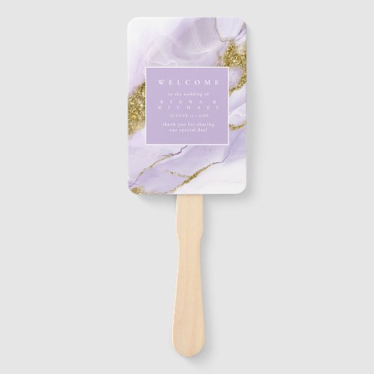 ラックスインクラベンダー抽象芸術ID990 ハンドファン (正面)