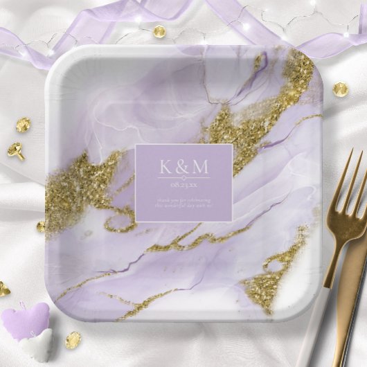 ラックスインクラベンダー抽象芸術Wht ID990 ペーパープレート