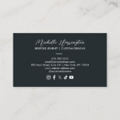 ラックスエレガンスブルーと金ゴールドフローラジュエリーデザイン 名刺 (裏面)