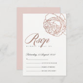 ラックスエレガントなバーガンディピンクのローズゴールドの花の招待状 出欠カード (正面/裏面)