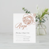 ラックスエレガントなバーガンディピンクのローズゴールドの花の招待状 箔招待状ポストカード (立ち正面)
