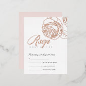 ラックスエレガントなバーガンディピンクのローズゴールドの花の招待状 箔招待状ポストカード (正面/裏面)